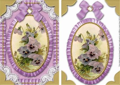 Lilac Pansy Lace N Ruffles Card Front Step by Step