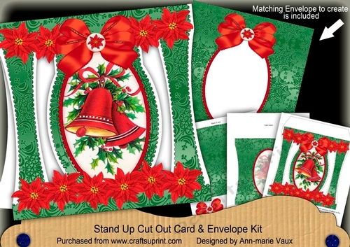 Green Bells Stand Up Cut Out 3D Christmas Card Kit