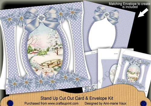 Blue Snowscene Stand Up Cut Out 3D Christmas Card Kit