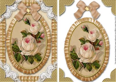 White Vintage Roses Lace N Ruffles Card Front