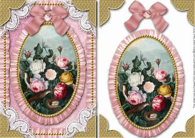 Bird and Roses Lace N Ruffle Card Front