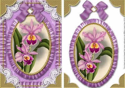 Purple Orchids Lace N Ruffles Card Front Step by Step