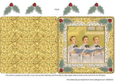 Christmas Choirboys 1 Lace N Damask Square Folded Card
