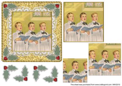 Christmas Choirboys 1 Lace N Damask Square Card Front