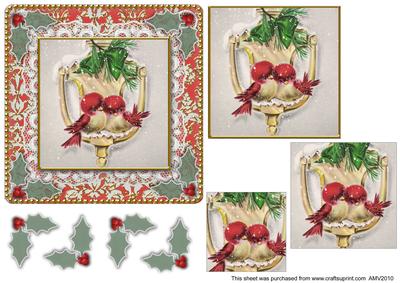 Christmas Birds Lace N Damask Square Card Front