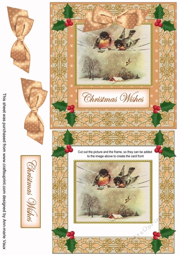 Cheeky Birds Christmas Wishes Double Frame Decoupage Topper
