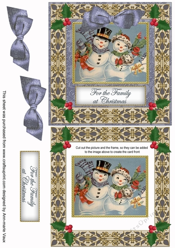 Snowman Duo For the Family Double Frame Decoupage Topper