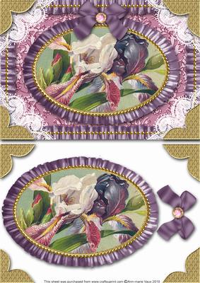 Purple Iris Lace N Ruffles Card Front Step by Step