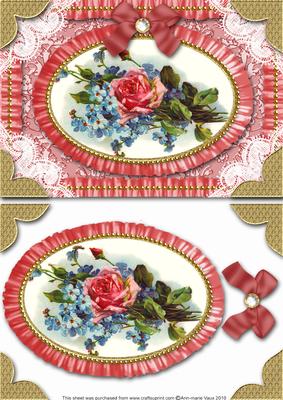 Rose and Forget Me Knots Lace N Ruffles Card Front