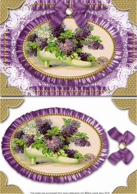 Lilac Shoe Lace N Ruffles Card Front Step by Step