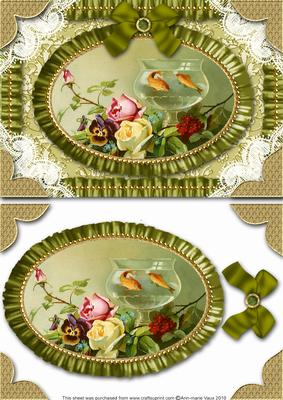 Floral Fish Bowl Lace N Ruffles Card Front Step by Step