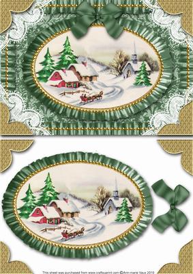 Christmas Landscape Lace N Ruffles Card Front Step by Step