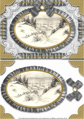 Christmas Village Lace N Ruffles Card Front Step by Step