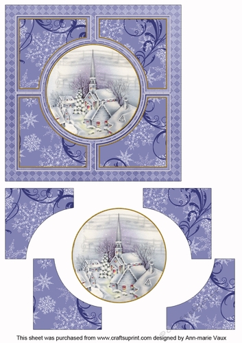 Blue Christmas Church 6inch Architect Quad Topper