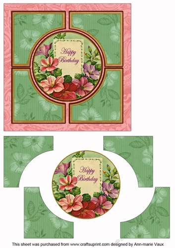 Birthday Floral 6inch Architect Quad Topper