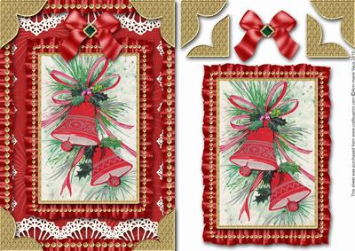 Christmas Bells Ruffle Card Front Step by Step