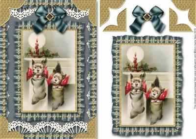 Christmas Puppy Stocking Ruffle Card Front Step by Step