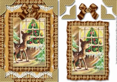 Christmas Deer Window Ruffle Card Front Step by Step