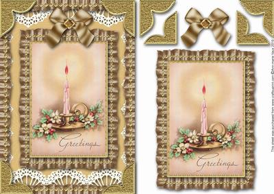 Christmas Greetings Candle Ruffle Card Front Step by Step