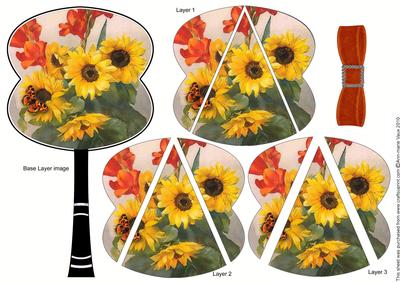 Butterfly Sunflowers 3D Fan Stacker Topper Sheet