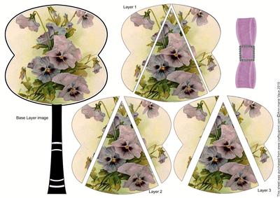 Lilac Pansies 3D Fan Stacker Topper Sheet