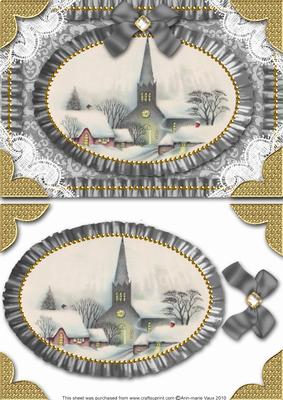 Christmas Village 2 Lace N Ruffle Card Front Step by Step
