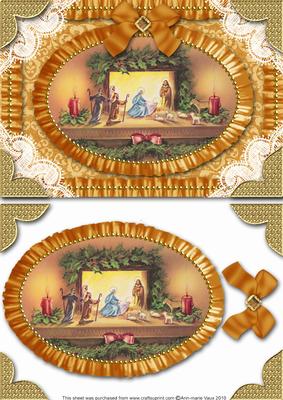Christmas Nativity Lace N Ruffle Card Front Step by Step