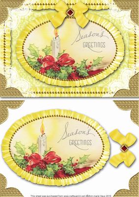 Seasons Greetings Candle Lace N Ruffle Card Front