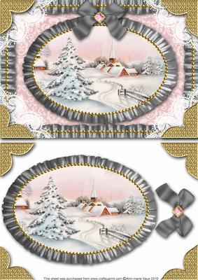 Christmas Village 3 Lace N Ruffles Card Front Step by Step