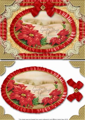 Seasons Greetings Red Poinsettia Lace N Ruffles Card Front