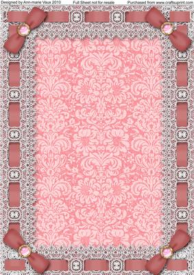 Pink Roses Lace Eyelet Blank A4 Frame Sheet