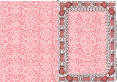 Pink Roses Lace Eyelet A5 Folded Blank Card