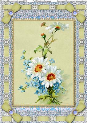 Blue Daisies Lace Eyelet A4 Picture Sheet