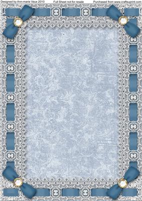 White Roses Lace Eyelet A4 Blank Frame Picture Sheet