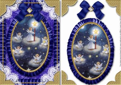 Angels Liting the Sky Lace N Ruffles Card Front Step by Step