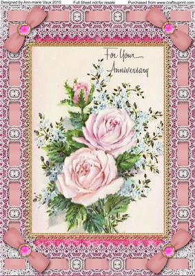 Anniversary Roses Lace Eyelet A4 Picture Sheet