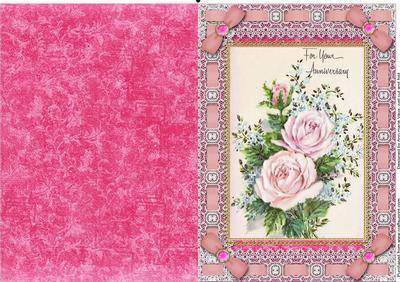 Anniversary Roses Lace Eyelet A5 Folded Card