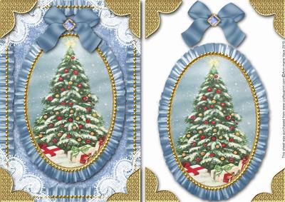 Christmas Tree Lace N Ruffles Card Front Step by Step