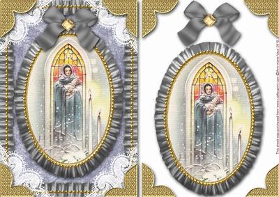 Christmas Religious Window Lace N Ruffles Card Front