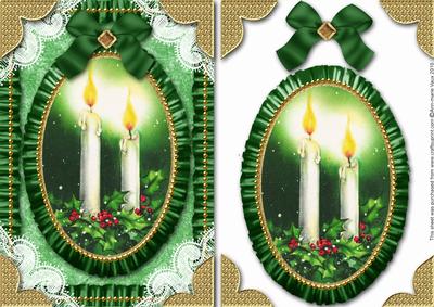 Christmas Candle Duo Lace N Ruffles Card Front