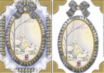 Silent Night Lace N Ruffles Card Front Step by Step