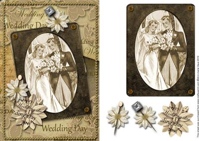 Wedding Day Vintage A5 Card Front Step by Step