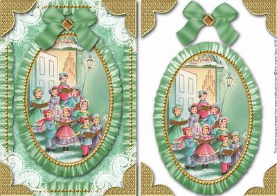 Christmas Carol Singers Lace N Ruffles Card Front