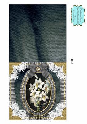 Black Lillies Lace N Ruffles Portrait Folded Card