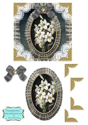 Black Lillies Lace N Ruffles Square Card Front