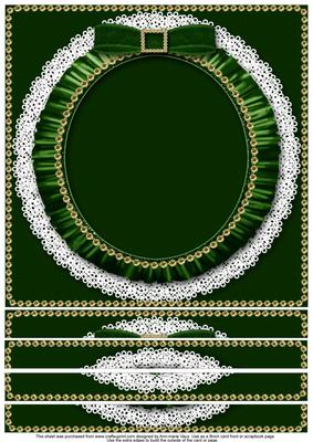 Christmas Green 8 x 8inch Square Lace Ruffle Card Front
