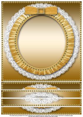 Metallic Gold Effect 8 x 8inch Square Lace Ruffle Card Front