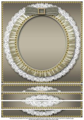 Metallic Silver Effect 8 x 8in Square Lace Ruffle Card Front
