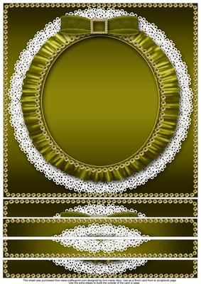 Metallic Olive Effect 8 x 8in Square Lace Ruffle Card Front