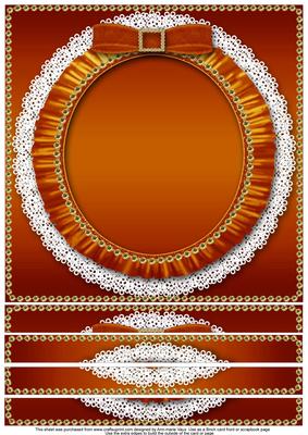 Metallic Burnt Orange 8 x 8in Square Lace Ruffle Card Front